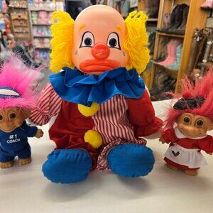 1982 Vintage Dakin Plush Cheery Teary Clown doll dual sided face